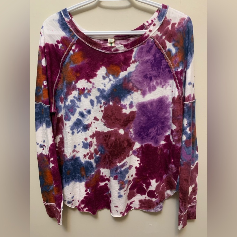 DESIGN LAB Lord & Taylor Multicolor Tie-Dye Cotton Top